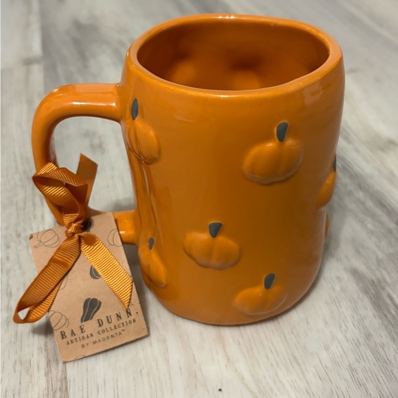 PUMPKIN SPICE Orange Embossed Mug Pumpkin Texture Fall Coffee Cup Rae Dunn - Picture 2 of 5